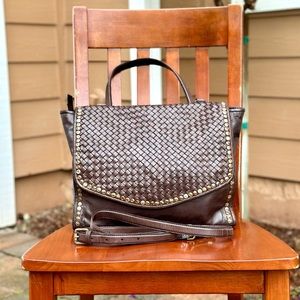 Platania Woven Leather Studded Satchel Bag - Genuine Leather - Made in I…